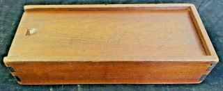 19th C Antique Primitive Wooden Sliding Lid Box Or Candle Box Handmade 14 " X6 "