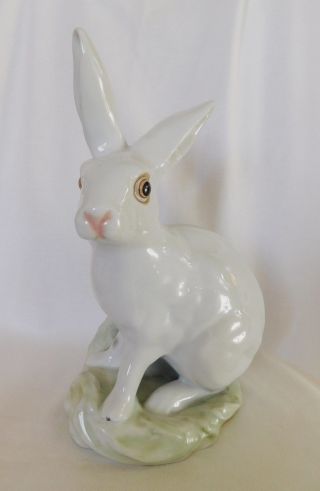 Vintage Herend Rabbit With Small Vase Porcelain Figurine