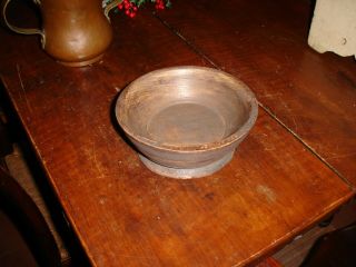 An Early,  American Colonial Period,  Hand Turned Treen Bowl,  Footed