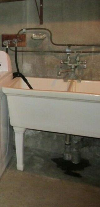 Vintage Farmhouse Sink Slant Front Double Basin with Legs 2