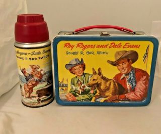 Vintage 1957 Roy Rogers And Dale Evans Lunch Box With Thermos