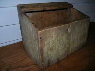 Early Antique Wooden Box With Cut Nails,  Primitive Decor
