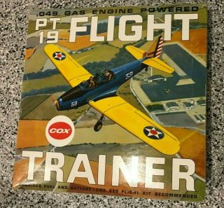 Cox Pt 19 Flight Trainer Control Line.  049 Vintage Model Airplane Kit 5700 W Box