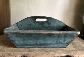 Best Big Early Antique Wooden Tote Carrier Green Blue Paint Aafa