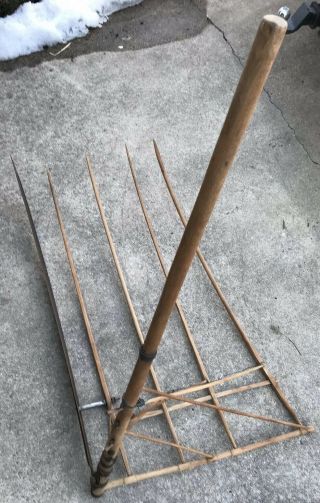 Antique Cradle Scythe (grain Cradle) Reinforced From Use