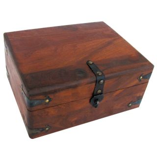 Vintage Antique Wood Writing Travel Desk Set Document Case Inkwell Storage Box