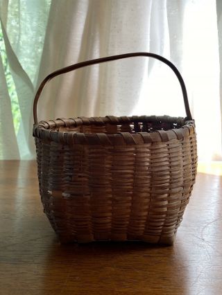 Primitive Miniature Split Wood Basket 6” Diameter Penneysnyder