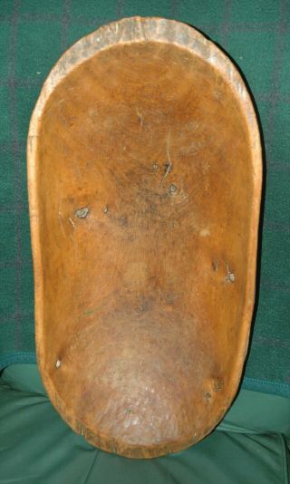 Antique Primitive Farmhouse Hand - Hewn Out Wooden Dough Bowl - Early 20th Century