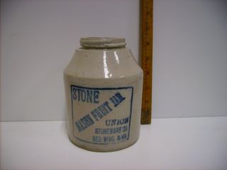 Vintage Stone Mason Fruit Jar,  Union Stoneware Co.  Red Wing,  Minn
