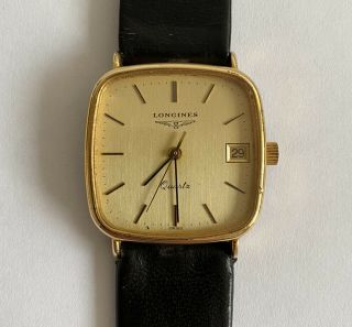 Vintage Mens Longines Quartz Gold Plated Date Watch