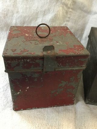 Small Primitive Early Antique Tin Pantry Spice Boxes 2