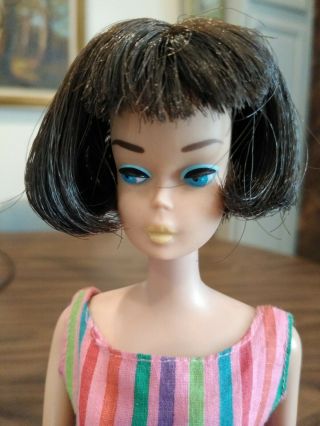 Vintage 1958 American Girl Barbie Doll Brunette Short Hair Bendable Legs