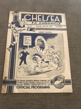 Vintage 1937 Chelsea F.  C V Leeds Chronicle Official Programme F.  A Cup 3rd Round