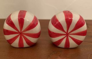 Vintage Peppermint Candy Salt And Pepper Shaker Holiday Christmas Decor