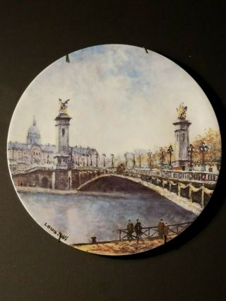 Artist Louis Dali Wall Plate Limoges France 8 1/2 " Le Pont Alexandre Iii W/coe