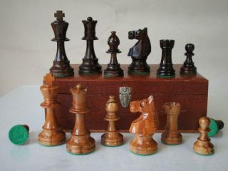 Vintage Chess Set French Lardy Weighted Staunton K 85 Mm Orig Box No Board