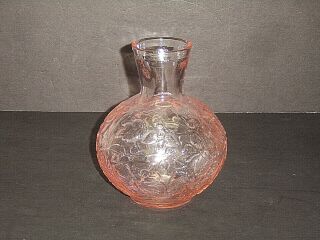 Pink Depression Glass Floral Pattern Tumble Up Bedside Water Carafe Pitcher Only