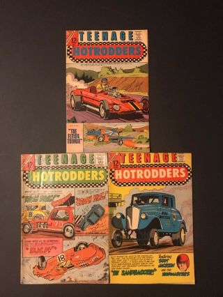 Vintage 1960’s Charlton Comics Teenage Hotrodders 18,  19,  And 24 Rare