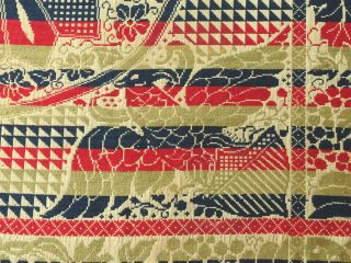 19th C.  American Folk Art Coverlet Jacquard Blanket Primitive Federal Eagle