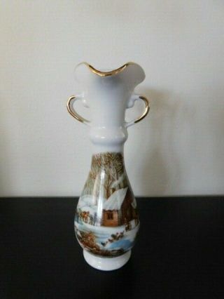 Currier & Ives " A Home In The Wilderness " 6 " Bud Vase By Viletta Fine China Usa