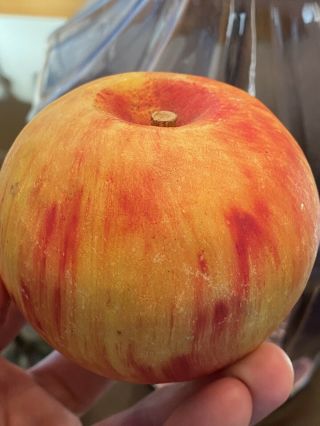 Vintage Italian Alabaster Stone Fruit Yellow Red Apple Great Patina Exceptional