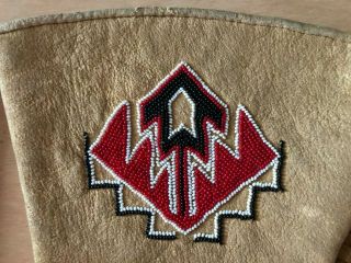Vintage Native American Indian Nez Perce Beaded Buckskin Leather Gloves 2