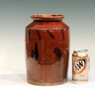 Antique Redware Pottery Jar Jug Ct Pa Early American Primitive Manganese Splash
