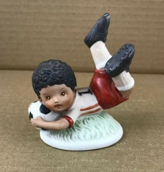 Homco Home Interior Ceramic Figurine Soccer Player Boy 1423
