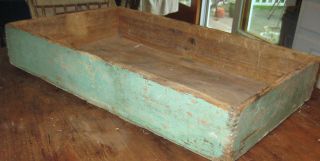 Wonderful Large Antique Primitive Box,  Tray Best Old Blue Paint Nr