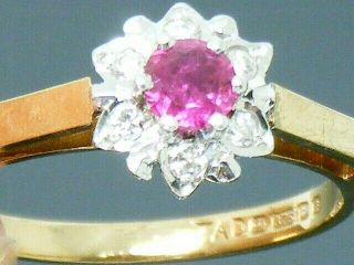 9ct Gold Ruby & Diamond Hallmarked Engagement Vintage Ring Size Q