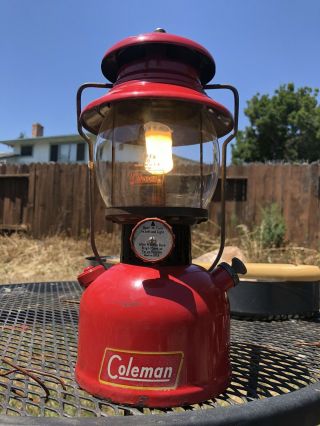 2/1953 Red Coleman 200a Black Band Single Burner White Gas Lantern