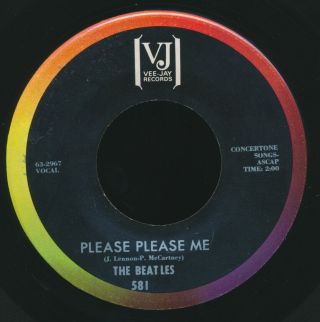 Beatles Vintage 1964 Vj " Please Please Me " Vj 581 45 Near Brackets Logo