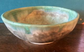 Vintage Large Mccarty Mississippi Pottery Jade Bowl - 7.  5 " X2.  5 " Signed -