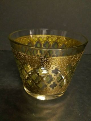 Vintage Mid Century Gold & Olive Green Glass Ice Bucket 1e