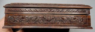 Antique 19th Century Heavily Carved Solid Walnut Box - French or Swiss 2