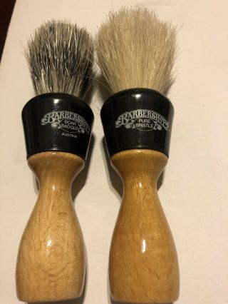 2 Vintage Barbershop Made In Austria Pure Bristle Wood Handle Shaving Brush