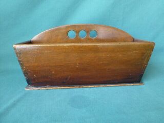 Antique Walnut Wooden Utensil Or Knife Box Tray Hand Dovetailed Construction