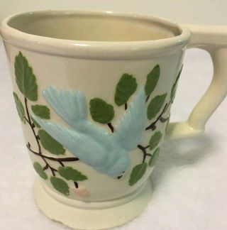 Vintage Hand Painted Bird On Branch Flowers Coffee Mug - Signed Dee Andrews 1977