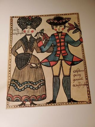Primitive Folk Art Print Unframed Exselenc Georg General Waschingdon Aafa Nr