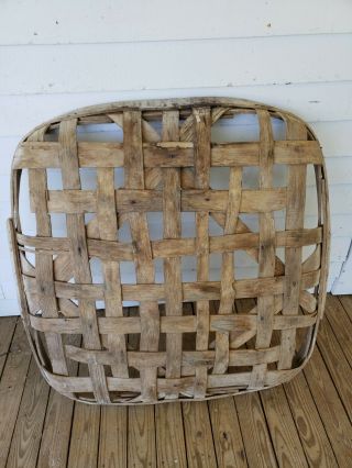 Authentic Tobacco Basket Painted White On Rim.  Approximately 38 " X 38 "