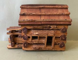 Miniature Folk Art Antique Vintage Log Cabin Handmade Wood Primitive