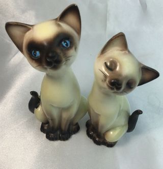 Vintage Siamese Cats Salt & Pepper Shakers Mid Century Made In Japan
