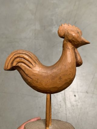 Old American Pennsylvania Folk Art Rooster Carving Sculpture