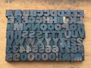 Antique Vtg Wood Letterpress Print Type Block A - Z Letters Alphabet ’s Comp.  Set