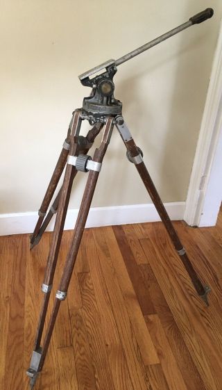 Vintage Professional Junior Movie Camera Wooden Tripod Camera Equipment Co.  Ny