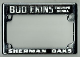 Bud Ekins Motorcycle Vintage Sherman Oaks California Triumph License Plate Frame