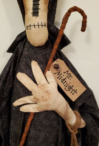 Primitive Grungy Tall Mr.  Midnight Grubby Grim Reaper Halloween Doll 3