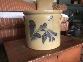 Antique Decorated Stoneware Crock J.  Fisher & Co.  Lyons N.  Y.