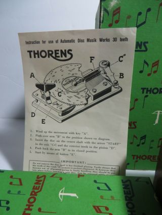 Vintage - Thorens 30 Tooth Music Box - Made in Switzerland - 10 Discs MIB 3