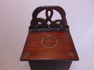 ANTIQUE PRIMITIVE 19TH C.  HAND MADE INLAID MAHOGANY OR WALNUT CANDLE BOX 2